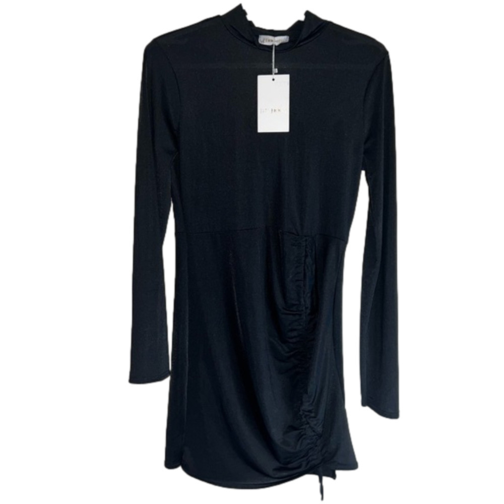 Femme Luxe black long sleeve Bodycon Adjustable Mini Dress, Women’s Size 6